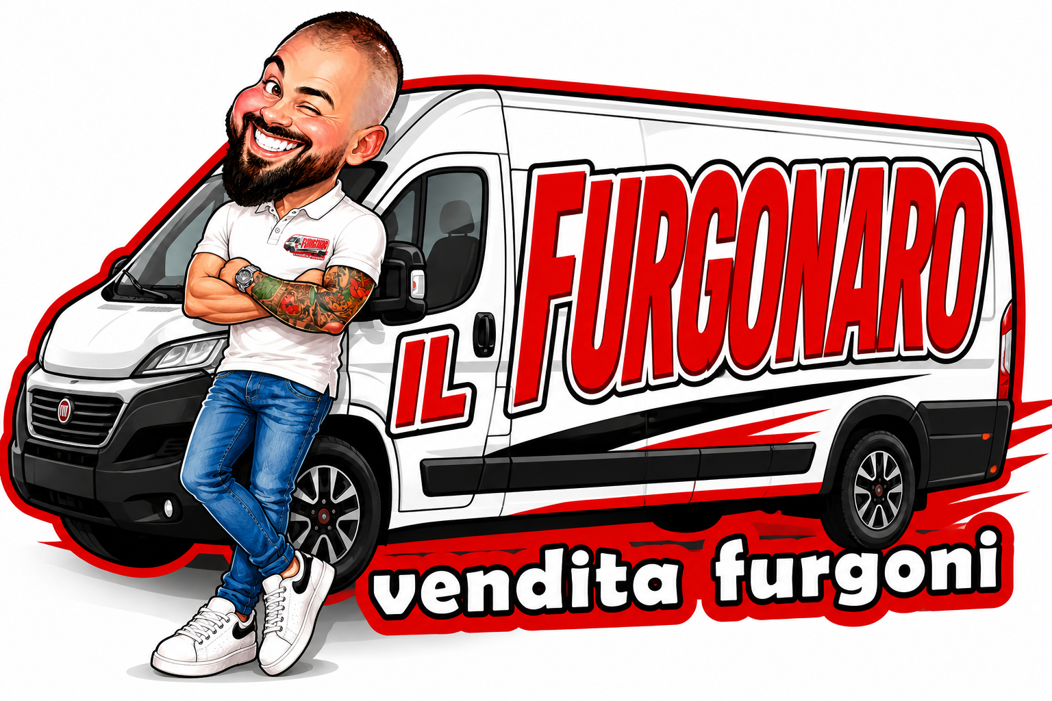 Il Furgonaro: logo ufficiale con caricatura e furgone